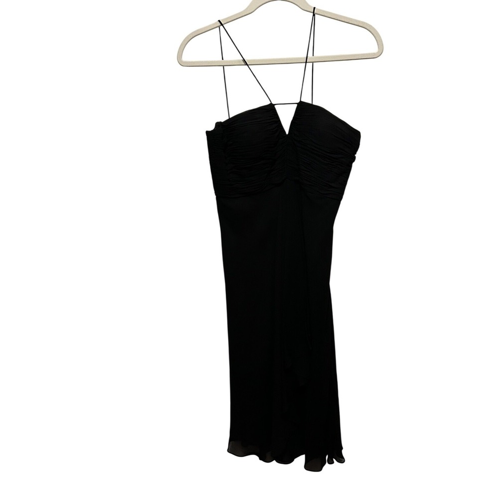 Kenar NWT 100% Silk Black‎ Shift Dress Keyhole Ruffle Hem Women's 2